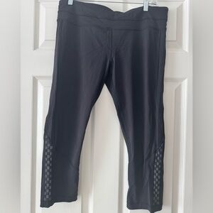 Lululemon Inspire Crop II Black Leggings with Reflective Checkered Detail